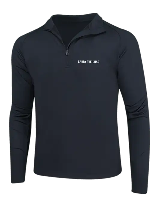 Black Sport Wick Stretch 1/4 Zip Pullover w/Carry The Load Logo