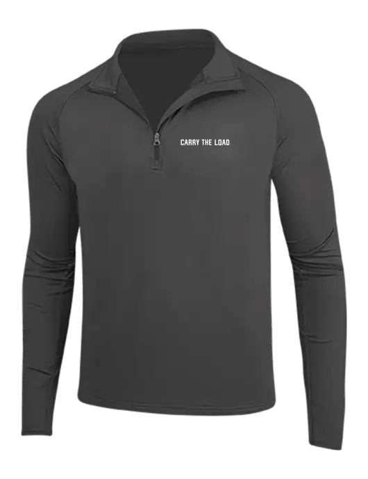 Charcoal Grey Sport Wick Stretch 1/4 Zip Pullover w/Carry The Load Logo