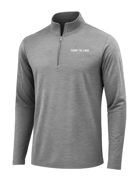 Dark Grey Heather Posicharge Tri-Blend Wicking 1/4 Zip Pullover w/Carry The Load Logo