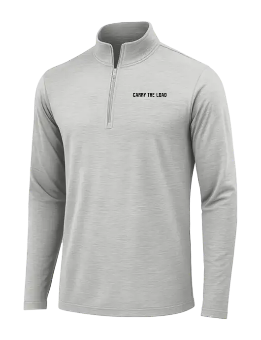 Light Grey Heather Posicharge Tri-Blend Wicking 1/4 Zip Pullover w/Carry The Load Logo