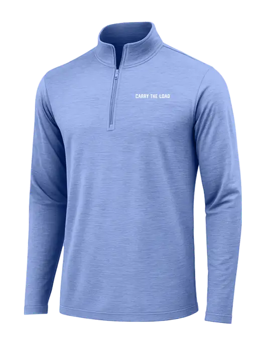 True Royal Heather Posicharge Tri-Blend Wicking 1/4 Zip Pullover w/Carry The Load Logo