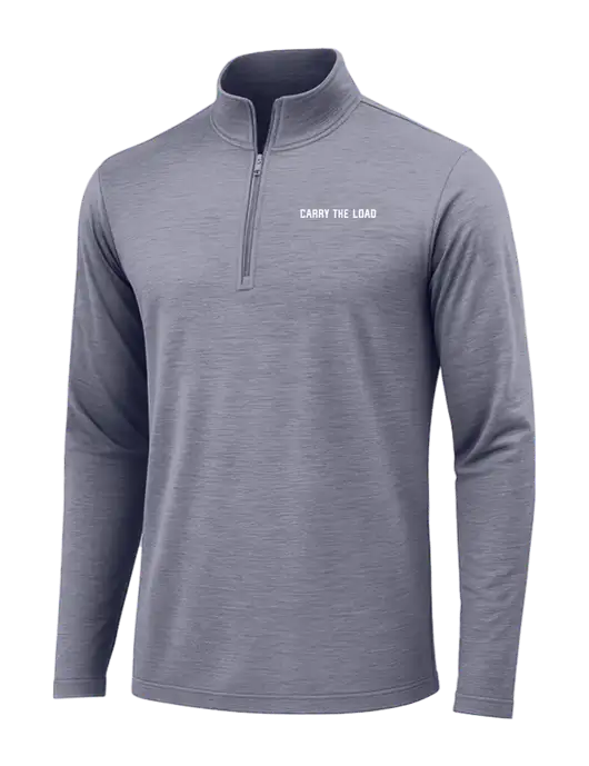 True Navy Heather Posicharge Tri-Blend Wicking 1/4 Zip Pullover w/Carry The Load Logo
