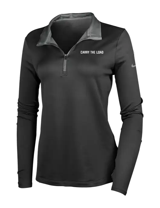 NIKE Black/Dark Grey Womens Dry-Fit Stretch 1/2 Zip Cover-Up w/Carry The Load Logo