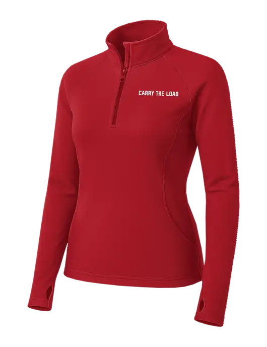 Red Womens Sport Wick Stretch 1/4 Zip Pullover w/Carry The Load Logo