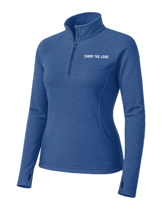 Royal Heather Womens Sport Wick Stretch 1/4 Zip Pullover w/Carry The Load Logo