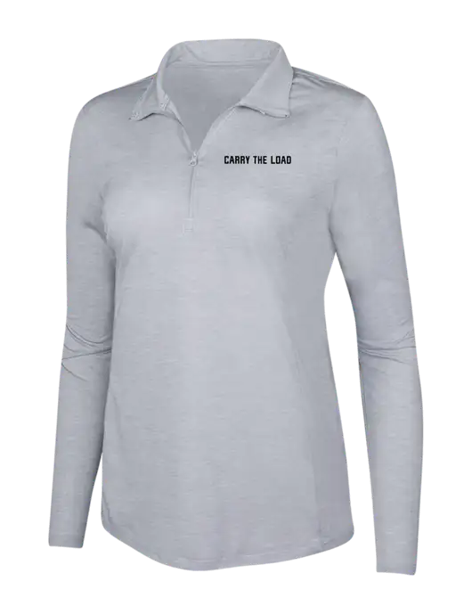 Light Grey Heather Womens Posicharge Tri-Blend Wicking 1/4 Zip Pullover w/Carry The Load Logo