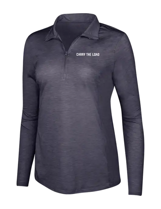 True Navy Heather Womens Posicharge Tri-Blend Wicking 1/4 Zip Pullover w/Carry The Load Logo