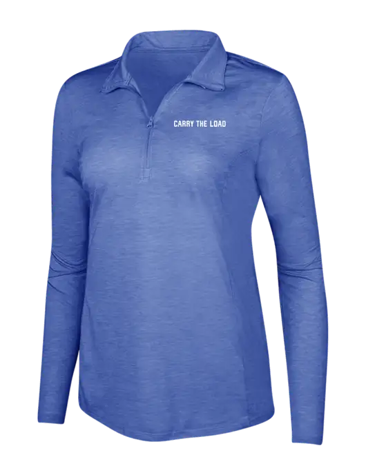 True Royal Heather Womens Posicharge Tri-Blend Wicking 1/4 Zip Pullover w/Carry The Load Logo