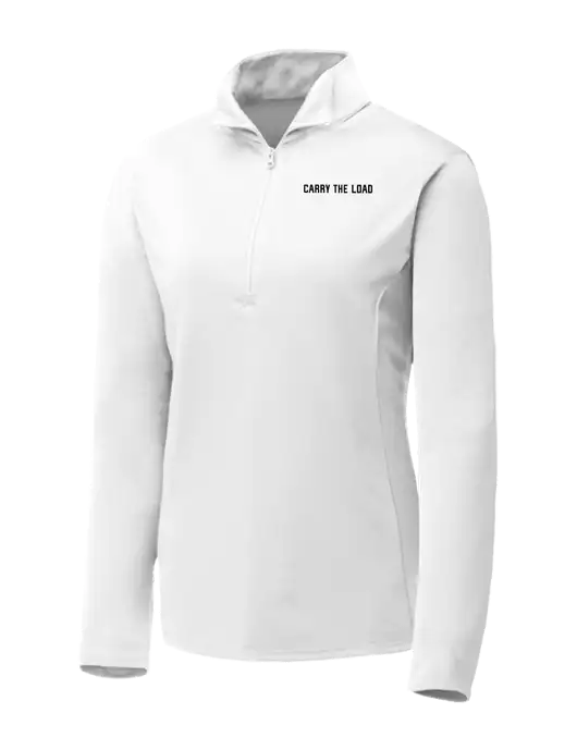 White Womens Posicharge Competitor ¼ Zip Pullover w/Carry The Load Logo