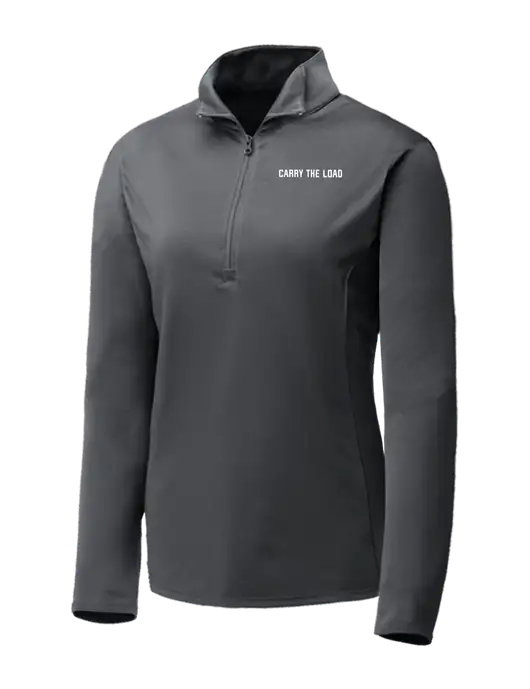 Dark Grey Womens Posicharge Competitor ¼ Zip Pullover w/Carry The Load Logo