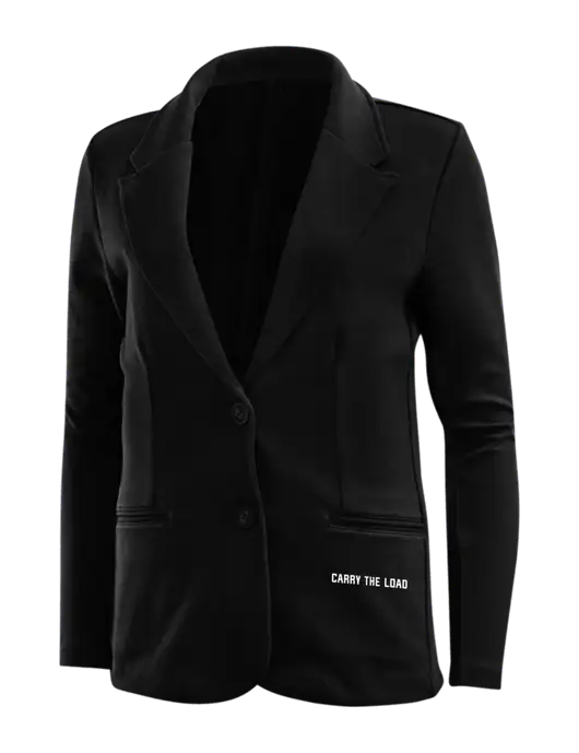 Black Womens Knit Blazer w/Carry The Load Logo