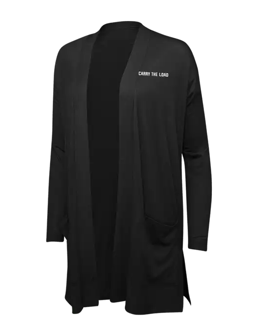 Black Womens Concept Long Pocket Cardigan w/Carry The Load Logo