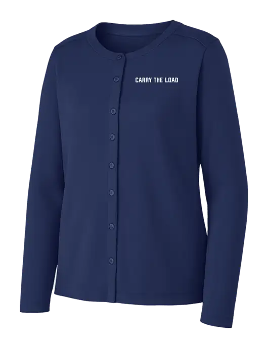 Dress Blue Navy Womens Concept Stretch Button-Front Cardigan Sweater w/Carry The Load Logo