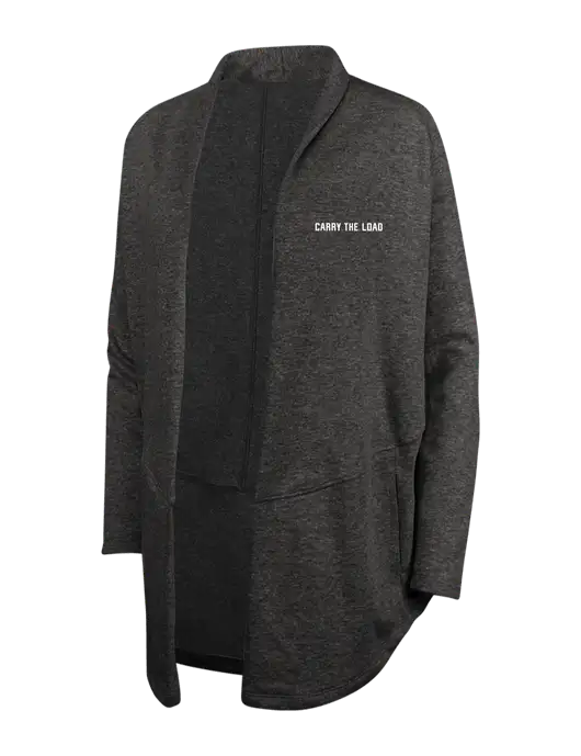 Charcoal Heather/ Medium Heather Grey Womens Interlock Cardigan w/Carry The Load Logo