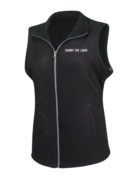 Black Womens Microfleece Vest w/Carry The Load Logo