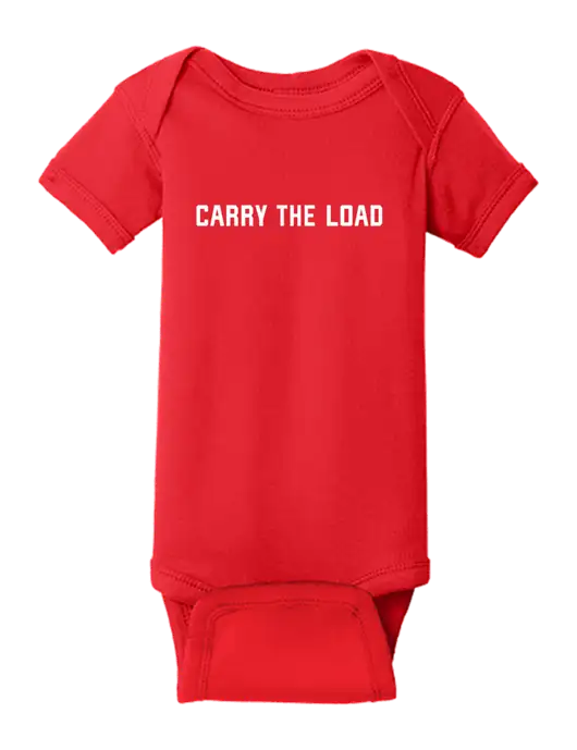 Rabbit Skins Red Infant Short Sleeve Baby Rib Bodysuit w/Carry The Load Logo