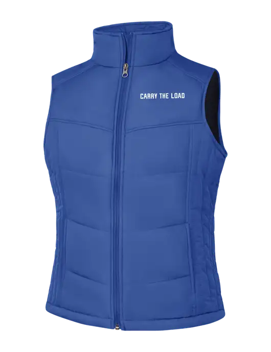 Womens Dark Royal Blue/Black Puffy Vest w/Carry The Load Logo