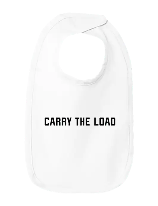 Rabbit Skins White Infant Premium Jersey Bib w/Carry The Load Logo
