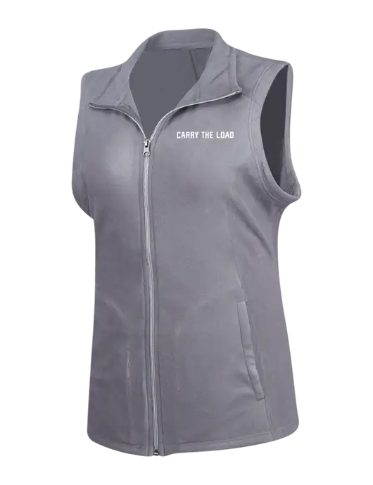 Medium Grey Womens Microfleece Vest w/Carry The Load Logo