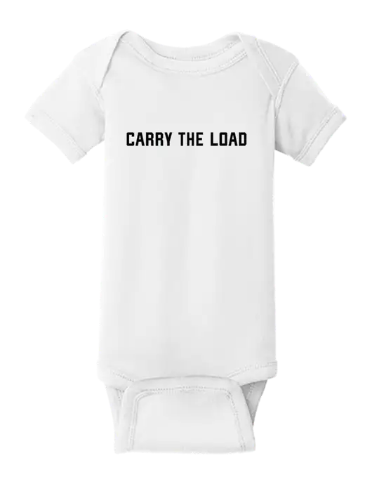 Rabbit Skins White Infant Short Sleeve Baby Rib Bodysuit w/Carry The Load Logo