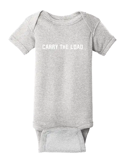 Rabbit Skins Light Grey Heather Infant Short Sleeve Baby Rib Bodysuit w/Carry The Load Logo