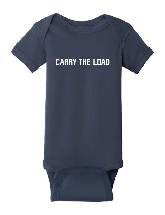 Rabbit Skins Navy Infant Short Sleeve Baby Rib Bodysuit w/Carry The Load Logo