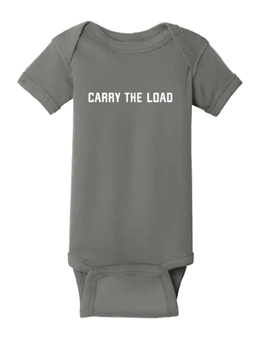 Rabbit Skins Charcoal Infant Short Sleeve Baby Rib Bodysuit w/Carry The Load Logo