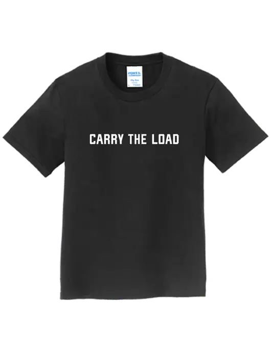 Youth Ring Spun Jet Black 4.5 oz T-Shirt w/Carry The Load Logo