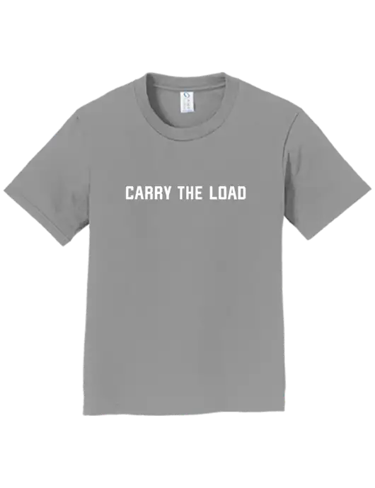 Youth Ring Spun Medium Grey 4.5 oz T-Shirt w/Carry The Load Logo