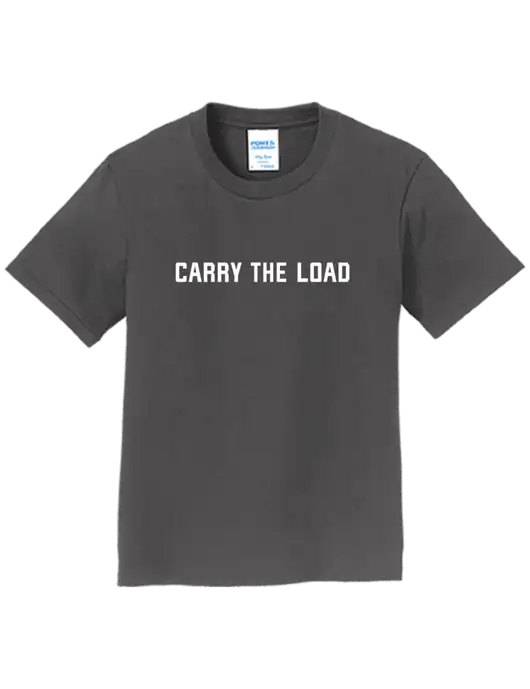 Youth Ring Spun Charcoal 4.5 oz T-Shirt w/Carry The Load Logo