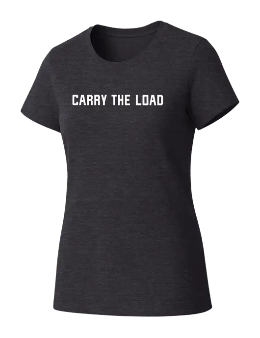 Womens Seriously Soft Heathered Charcoal T-Shirt w/Carry The Load Logo