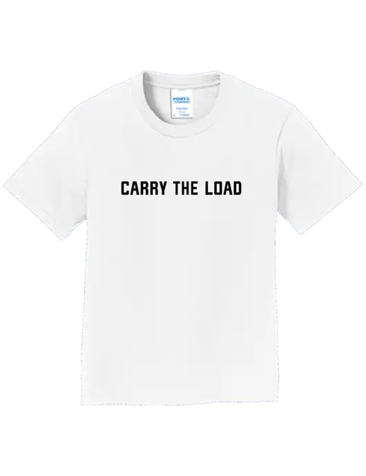 Youth Ring Spun White 4.5 oz T-Shirt w/Carry The Load Logo