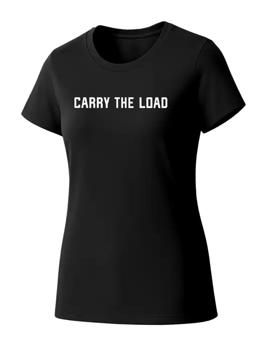 Womens Seriously Soft Black T-Shirt w/Carry The Load Logo