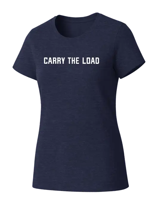 Womens Seriously Soft Heathered Navy T-Shirt w/Carry The Load Logo