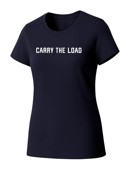 Womens Seriously Soft New Navy T-Shirt w/Carry The Load Logo