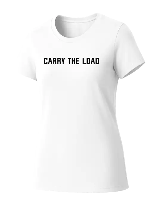 Womens Seriously Soft White T-Shirt w/Carry The Load Logo