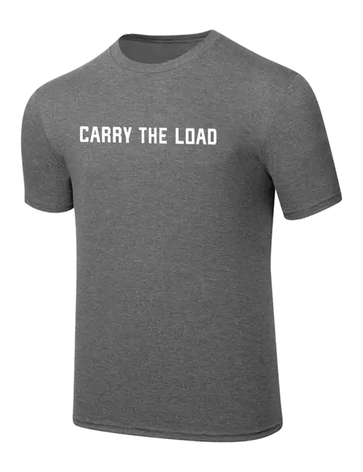 Simply Soft Heathered Medium Grey 4.5oz  Poly/Combed Ring Spun Cotton T-Shirt w/Carry The Load Logo