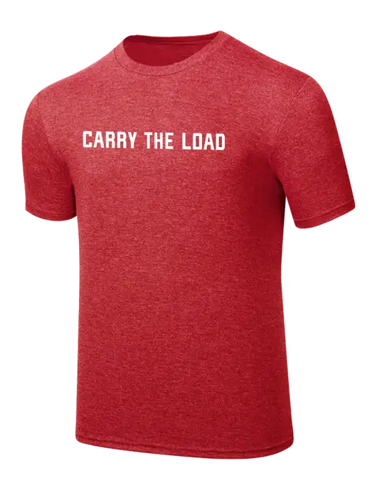 Simply Soft Red Frost 4.5oz  Poly/Combed Ring Spun Cotton T-Shirt w/Carry The Load Logo