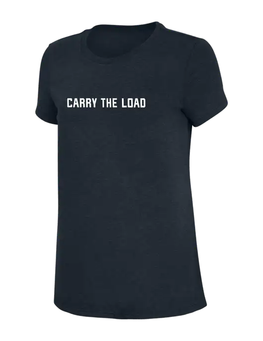 Womens Simply Soft Navy 4.5oz Poly/Combed Ring Spun Cotton T-Shirt w/Carry The Load Logo