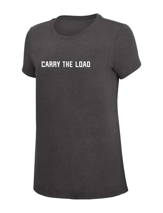 Womens Simply Soft Heather Charcoal 4.5oz  Poly/Combed Ring Spun Cotton T-Shirt w/Carry The Load Logo