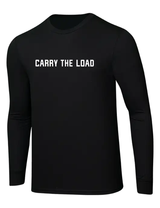 Simply Soft Long Sleeve Black 4.5 oz, Poly/Combed Ring Spun Cotton T-Shirt w/Carry The Load Logo