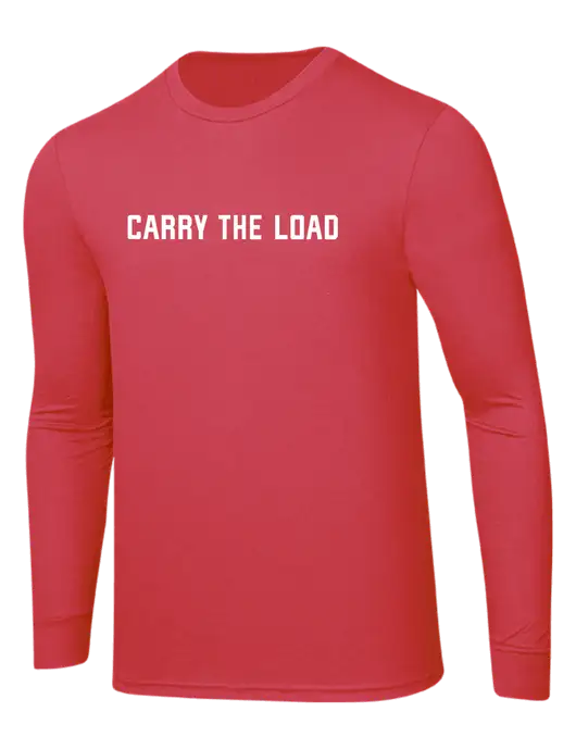 Simply Soft Long Sleeve Red Frost 4.5 oz, Poly/Combed Ring Spun Cotton T-Shirt w/Carry The Load Logo