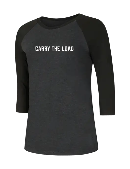 Womens Simply Soft 3/4 Sleeve Black/Black Frost Ring Spun Cotton T-Shirt w/Carry The Load Logo
