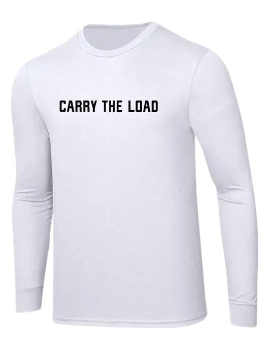 Simply Soft Long Sleeve White 4.5 oz, Poly/Combed Ring Spun Cotton T-Shirt w/Carry The Load Logo