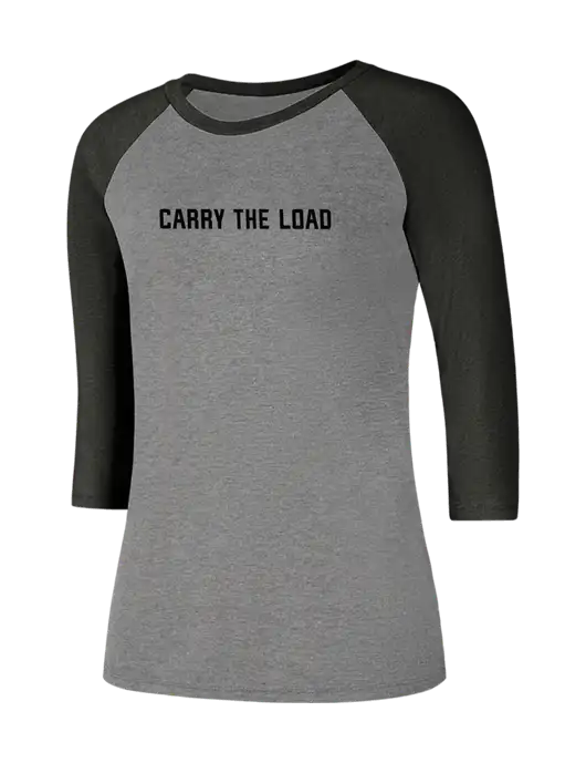 Womens Simply Soft 3/4 Sleeve Black Frost/Grey Frost Ring Spun Cotton T-Shirt w/Carry The Load Logo
