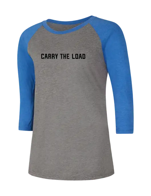 Womens Simply Soft 3/4 Sleeve Royal Frost/Grey Ring Spun Cotton T-Shirt w/Carry The Load Logo