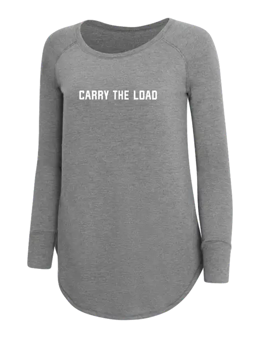 Womens Perfect Wide Collar Tunic Tri-Blend Grey Frost 4.5 oz T-Shirt w/Carry The Load Logo