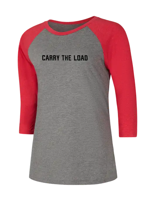 Womens Simply Soft 3/4 Sleeve Red Frost/Grey Frost Ring Spun Cotton T-Shirt w/Carry The Load Logo
