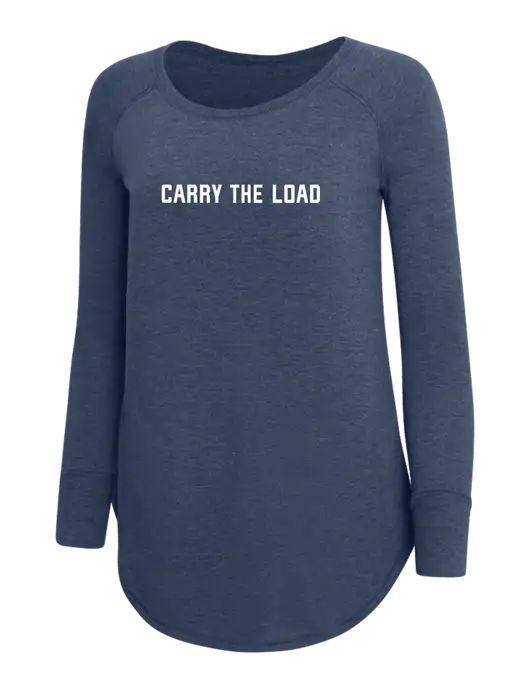 Womens Perfect Wide Collar Tunic Tri-Blend Navy Frost 4.5 oz T-Shirt w/Carry The Load Logo