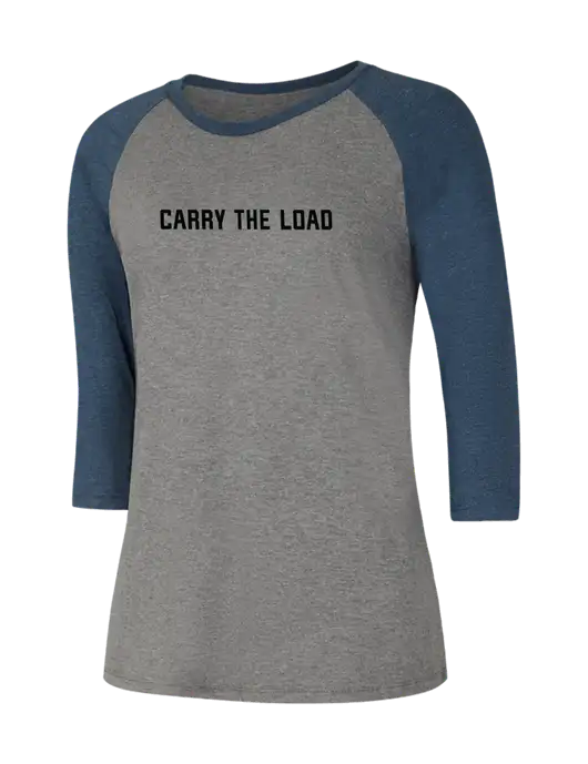 Womens Simply Soft 3/4 Sleeve Navy Frost/Grey Frost Ring Spun Cotton T-Shirt w/Carry The Load Logo